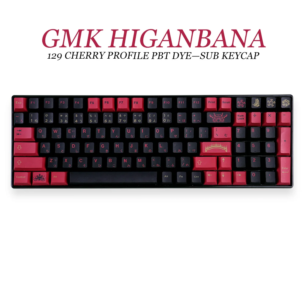 GMK Higanbana 130 Kľúče Cherry Profil PBT Keycap FARBIVO-SUB anglický Vlastnej Osobnosti Keycaps Pre Mechanické Klávesnice 61/64/68