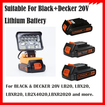 28W LED Pracovné Svetlo Vhodný Pre Black & Decker 20V Lítiová Batéria w/USB Vonkajšie LBXR20 LB2X4020 LBXR2020（neobsahuje batérie）