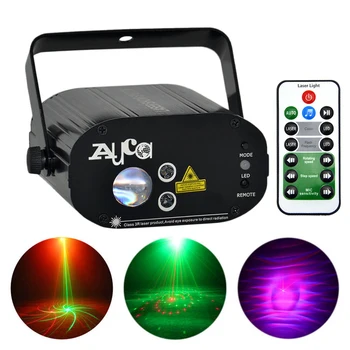 AUCD Mini Prenosné Diaľkové 12 Vzory 200mw RG Laser Mix RGB LED Projektor Fáze Svetlá Home Party DJ Show Lúč Ray Lampa W-12RG