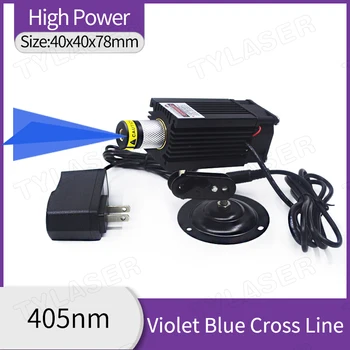 405nm Fialová Modrá Kríž Line Focusable Sklo Objektívu Laser Modul 100mW 300mW s Chladiaci Ventilátor (Zadarmo so Držiak a Adaptér)