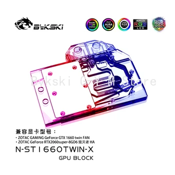 Bykski GPU Vodný Blok použiť pre ZOTAC GTX1660 twin FAN / Kryt Meď Radiátor Blok 12V RGB Svetla/ 5V A-RGB Svetlo N-ST1660TWIN-X