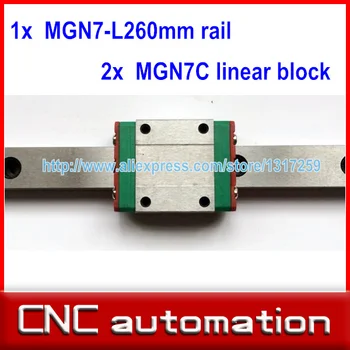 1pc 7mm linear šírka vodiacej koľajnice 260mm MGN7 + 2pc MGN MGN7C Bloky prepravu pre CNC