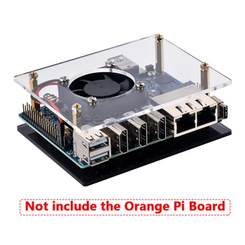 Orange Pi 5 Plus Akryl Prípade Starter Kit Priehľadný plášť s Ventilátora Napájania Chladič