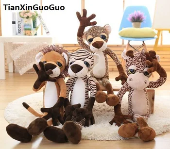 krásne kreslené lev,žirafa, leopard, tiger plyšové hračky asi 40 cm mäkká bábika s jednou dávkou,/ 4 kusy hračky darček k narodeninám s0197
