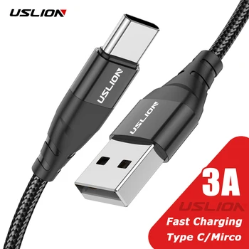 USLION 3A USB Kábel Typu C Mirco Rýchle Nabíjanie Drôt Mobilný Telefón, Dátový Kábel Pre Xiao 13 12 Pro POCO X5 Oneplus Redmi 0.3/1/2/3M