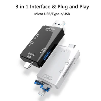 RYRA Typ C/USB/Micro USB/TF/SD Čítačka Pamäťových Kariet USB 2.0 A OTG Cardreader Mobilné telefóny, Príslušenstvo Flash Typ C Adaptér