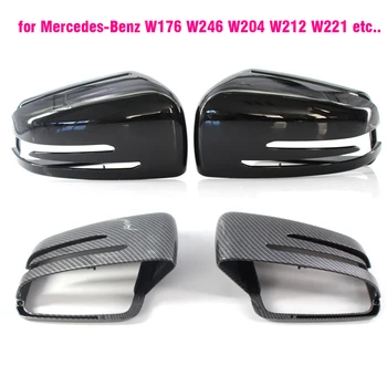 Spätné Zrkadlo Kryty Pre Mercedes-Benz W204 E W212 W176 W246 CLS C218 GLA X156 ABS Uhlíkových Vlákien Lesklá Čierna