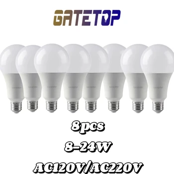 8PCS/VEĽA E27 B22 LDE lampara Výkon 8W 9W 10W 12W 15W 18W 20W 24W AC100-240V 220-240V denného Svetla Studená Biela pre domáce dekorácie