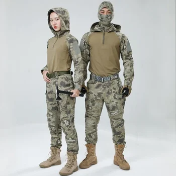 Kapucňou Taktické Kamufláž Šaty, Oblek Armádu Fanúšikov CS Oblasti Boj proti Školenia Jednotné Vonkajšie Streľba Airsoftové Vojenské Tričko Nohavice