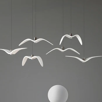 Moderné Seagull Luster Biela Art Tvorivé Závesné Svetlo Reštaurácia Výstavná Sieň Prívesok Svetlo Hotel Loft Dekor Dropliｇｈｔｓ