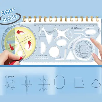 Nové Rotačné Kreatívne Grafické Efekty Študentov Školy Kancelárske Potreby Uhlomeru Geometrické Kreslenie Vzdelávania Merací Nástroj Pravítko