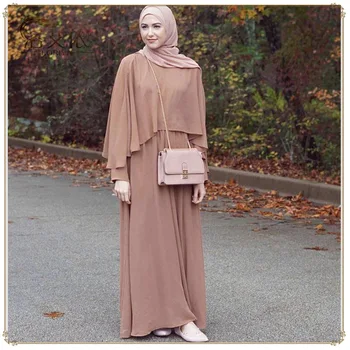 Moslimské Šifón Šaty Elegantné Plášť Big Swing Župan Moslimských Abaya Hidžáb Oblečenie Eid Abaya Moslimské Oblečenie Žien Moslimských Sady Abaya
