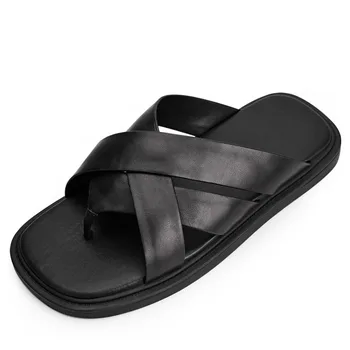 Kvalitné Originálne Kožené Topánky Mužov Leto Mladých Mužov Flip Flops - Módne Kožené Slip-On Sandále pre Bežné Papuče