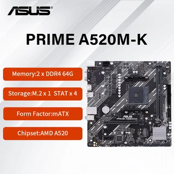 Nový ASUS PRIME A520M-K základnej Doske s M. 2 Podpora, 1 Gb Ethernet, HDMI/D-Sub, SATA 6 gb / S, USB 3.2 Gen 1 Typ-A