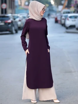 Ramadánu Turecko Kus Dvoch Sád Topy A Nohavice A Ženy V Moslimských Abaya Split Abaya Šaty Marocký Kaftan Islamské Oblečenie Šaty Sady