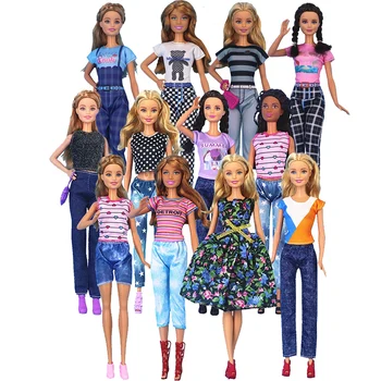 Ručne vyrábané Bábiky Oblečenie pre Barbie Módne Kombinézach Šaty Top a Nohavice Y2k Štýl Doplnky pre Barbie 30 cm Bábiky, Hračky pre Deti,