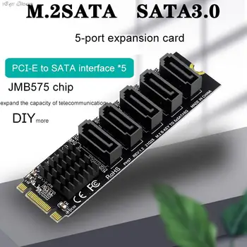 M. 2 NGFF B-Key Sata na SATA 3 5 Port Rozširujúca Karta 6Gbps Rozširujúca Karta JMB575 Chipset Support SSD a HDD Veľkoobchod