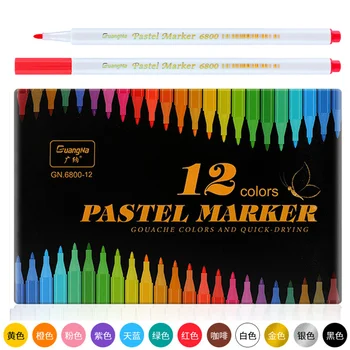 Akryl Pero 12 Rôzne Farby Farby Značky Art Fixky 1-2 mm Tip Zvýrazňovače Značku Perá pre Maľovanie Dláto Tip Zvýrazňovače