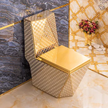 Svetlo Luxusné Zlaté Wc Európskom Štýle Námestie Diamond Keramické Domácnosti Kúpeľňa Anti-Blocking Dezodorant Sifónu Wc