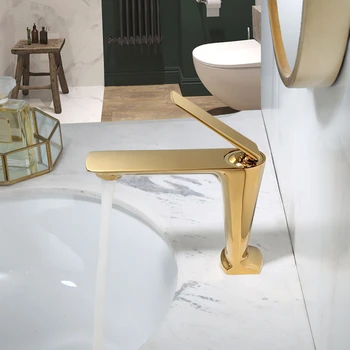 Kúpeľňa Povodí Kohútikov Pevné Brass Umývadlo Ťuknite Na Položku Zmiešavač Teplej A Studenej Jeden Rukoväť Záchodové Žeriav Vody Na Čierno/Ružové Zlato/Chrome