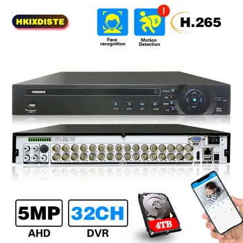 H. 265 5mp 4mp 2mp 1mp CCTV Kamery XMeye Detekcia Tváre 5M-N 32CH 32 Kanálov 6 v 1 Hybrid Wifi NVR TVI CVI AHD DVR Alarm Systém