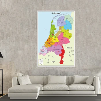 Holandsko Mapa Geografického Dekoratívne Maľby V holandskom Non-tkané Veľké Veľkosti Stene Plagát na Školské Vzdelávanie