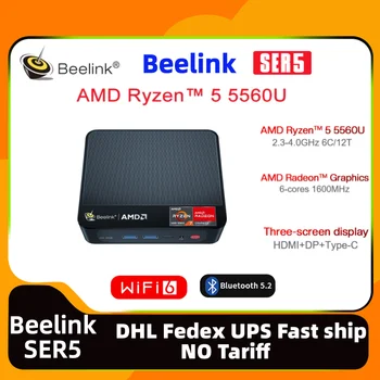 Beelink SER5 AMD Ryzen5 5560U Mini PC 16GB 500GB WiFi6 HD typ-C 4K triple displej dp office Desktop Herné mini pc ser5 5560U