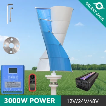 2000W 3000W Vertikálne Veterné Vody Prenosný Generátor Hydraulické Turbíny 24V Alternatívne voľnej Energie, veterný Mlyn S Hybridný Regulátor