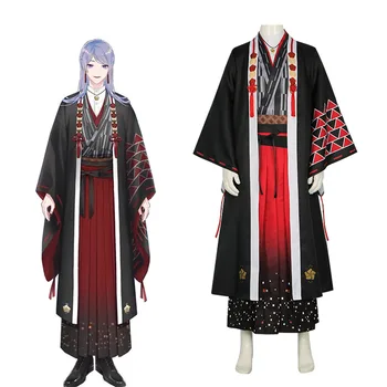 Nijisanji Genzuki Tojiro Cosplay Kimono Oblečenie Virtuálne YouTuber Parochňu Pokrývky Hlavy VTuber Yukata Kotvy Fáze Kostýmy