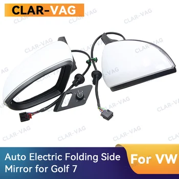 PRE VW Golf 7 MK7 7.5 Auto Sklopné Zrkadlo Auta Elektrický Skladací Bočné Zrkadlá so Svetlom S Okuliare Kryt Spínača