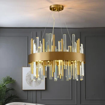 Nový Moderný LED Luster Obývacia Izba, Spálňa Osvetlenie zlatým Nehrdzavejúcej Ocele Lampa Kola Dizajn Obývacia Izba Interiér Lampa