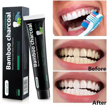 Bambusové drevené Uhlie Čierne zubná pasta Whitening zubná pasta Bambusu Starostlivosti Škvrny Odstrániť Hygieny Uhlie Zuby Zubnou X5I8