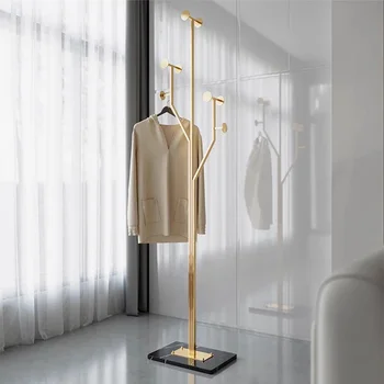 Spálňa Kovové Oblečenie Rack Zlaté Prenosné Ramienka Miesto Uloženia Tyči Minimalistický Shelfs Percheros Chodbe Nábytok