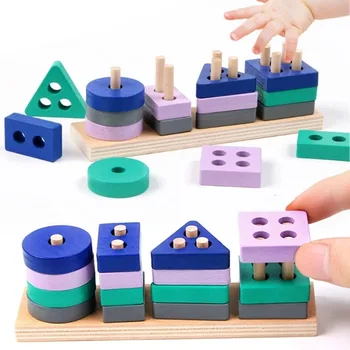 Detské Drevené Vzdelávacie Hračky Farba Kognitívne Tvar Zodpovedajúce Hračky, Puzzle Raného Vzdelávania Duševného Vývoja