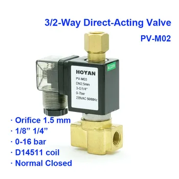 3/2 Spôsob, ako Normal Close Pneumatické Vody Elektromagnetický Ventil FV-M02 Ústie 1,5 mm 0-16bar BSP Port G1/4