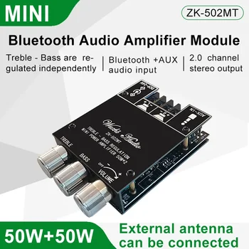 2*50W Bluetooth 5.0 Subwoofer Zosilňovač Rada 2.0 Kanálový High Power Audio Stereo Zosilňovač Rada AUX Basov, Výšok AMP
