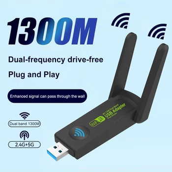 1300Mbps USB 3.0, WiFi, Bluetooth Adaptér 2,4 GHz, 5 ghz Dual Band Bezdrôtová Sieťová Karta Wifi Dongle Adaptér Pre Desktop, Notebook, PC
