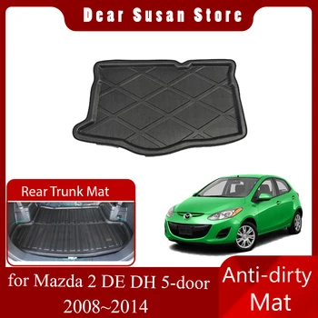 Auto Zadný Kufor Mat pre Mazda 2 Mazda2 DE DH 5-dverový Hatchback 2008~2014 Nepremokavá Podlaha Pad Priestor Boot Carg Kryt Príslušenstvo