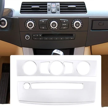 Auto Konzoly, klimatizácia, CD Panel Dekoratívny Kryt Nálepky Výbava ABS Chrome Pre BMW 5 Radu E60 2004-2010 Interiéru Príslušenstvo