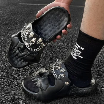 2023 Letné Šľapky Ženy Muži Lebka Hlavy DIY Topánky na Platforme Jediným Páry Vnútorné a Vonkajšie Osobné Listy Ulici Sandále