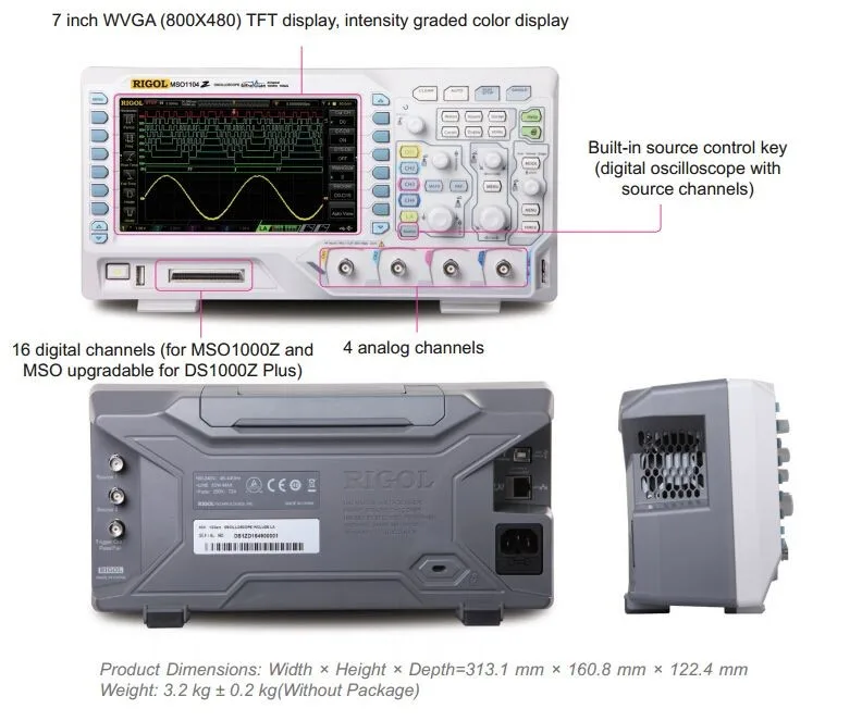 DS1054Z 50MHz Digitálny Osciloskop 4 analógové kanály 50MHz pásma