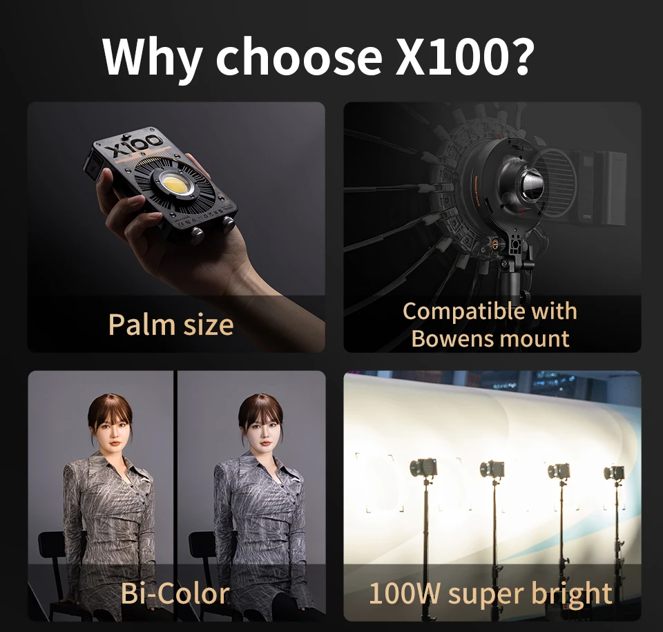 Zhiyun MOLUS X100 LED Svetlo 100W 2700-6500K Vrecku Klasu Svetlo pre Štúdiové Fotografie na Youtube/Tiktok