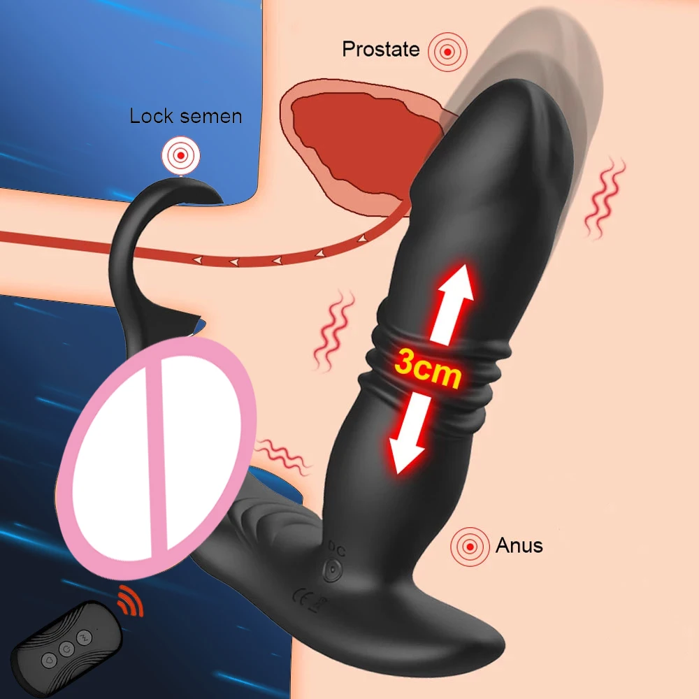 Dildo Prostaty Masér Penis Krúžok Sexuálne Hračky Vibrátor Zadok Plug Sex Tooys pre Mužov Gay Teleskopická Análny Pripojte Bezdrôtové Diaľkové 18