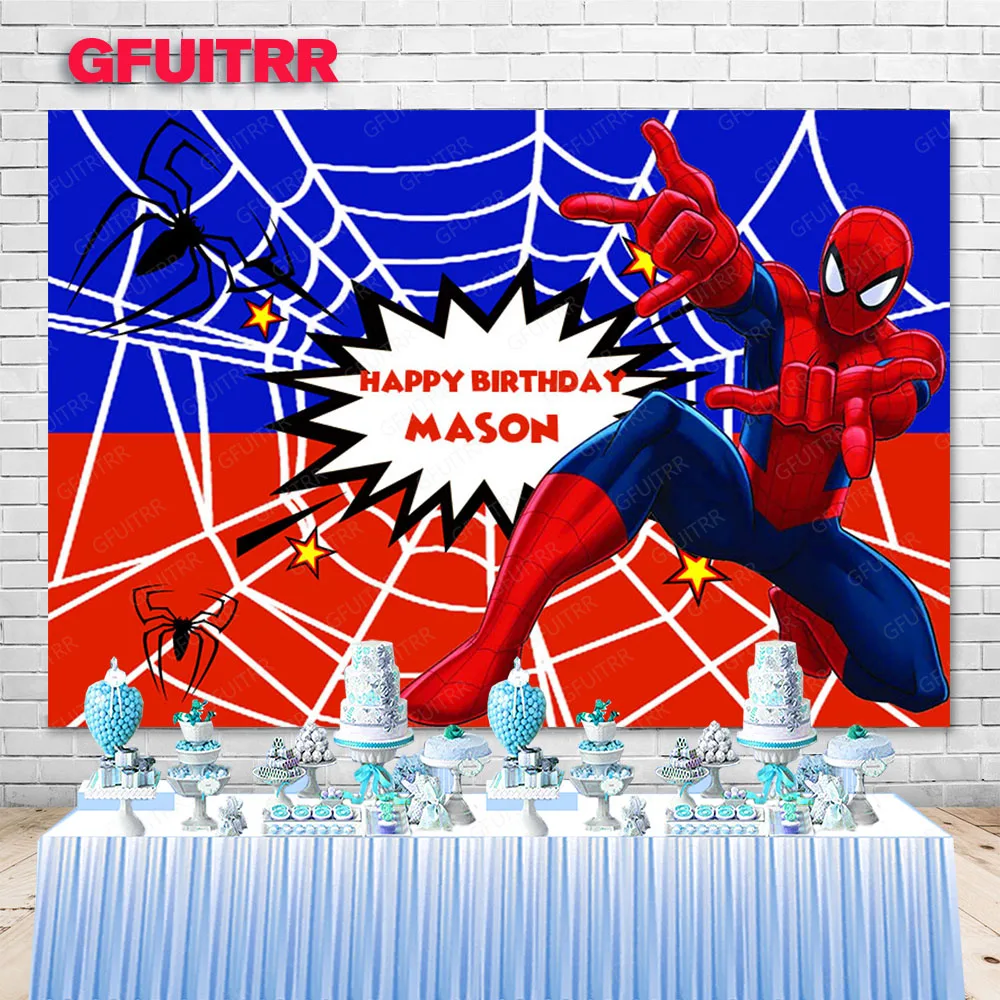 Superhrdina Spiderman Pozadie Chlapec Happy Birthday Party MARVEL Hrdinu Foto Pozadie Super Mesto Banner Výzdoba Stánku Rekvizity