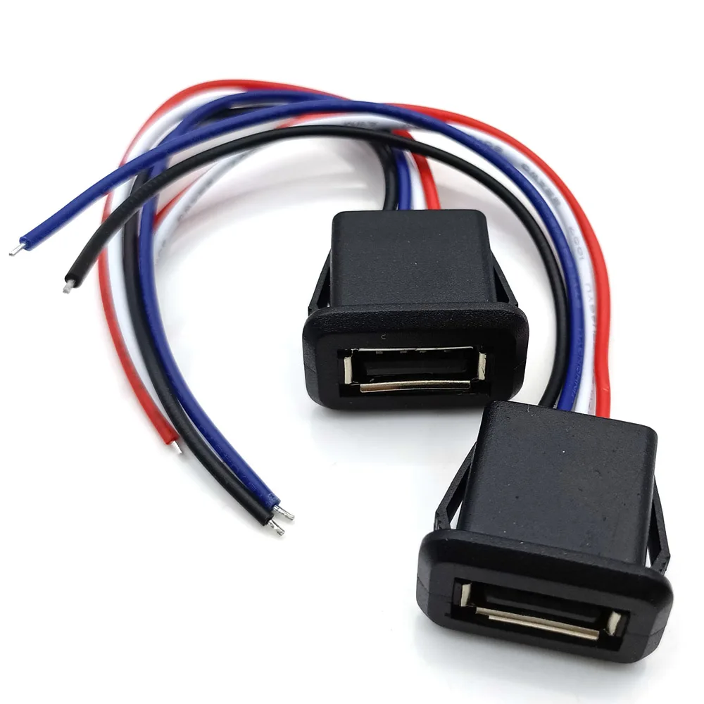 USB Typ 2Pin 4Pin nepremokavé Zváranie vodičový Kábel Kábel Nabíjačky Zásuvky 2.0 Nabíjací Port Konektor Dátové Rozhranie