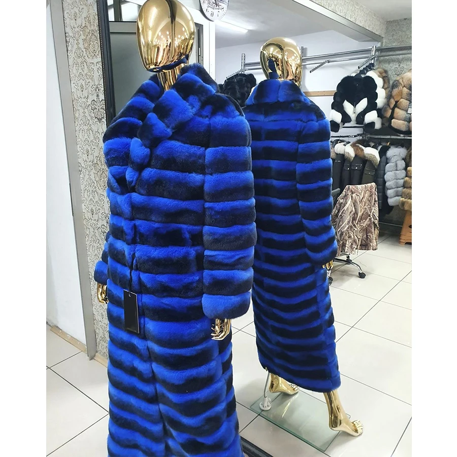 Kožušinový Kabát Ženy, Skutočné Králik Kožušinový Kabát Chinchilla Farba Dámy Dlhá Bunda Najpredávanejšie Pravé Kožušiny Vrchné Oblečenie