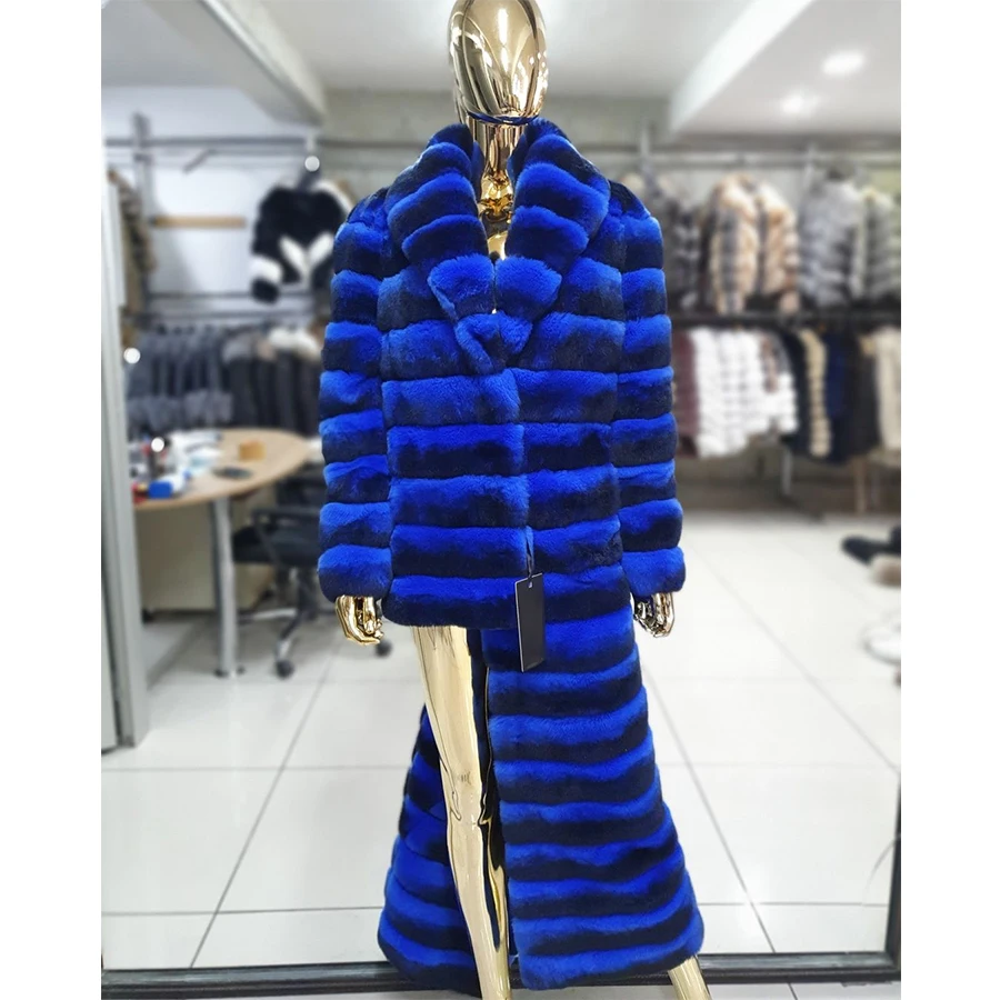 Kožušinový Kabát Ženy, Skutočné Králik Kožušinový Kabát Chinchilla Farba Dámy Dlhá Bunda Najpredávanejšie Pravé Kožušiny Vrchné Oblečenie
