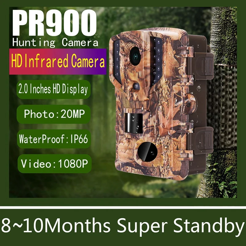 PR900 Lov Fotoaparát PIR Snímač s rozlíšením 1080P HD Chodník Kamery Vonkajšie Nepremokavé Detekcia Pohybu Nočný Pohľad Cam Príslušenstvo