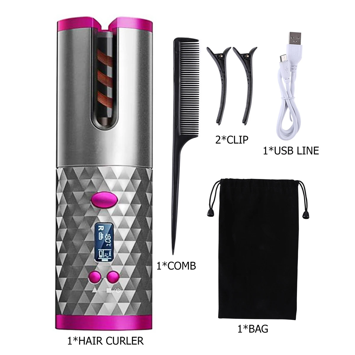 Bezdrôtové Automatické Vlasy kulma Multifunkčné USB Nabíjateľné Vlasy Curler Prenosné LCD Displej Keramické Kučeravé Vlasy Nástroj